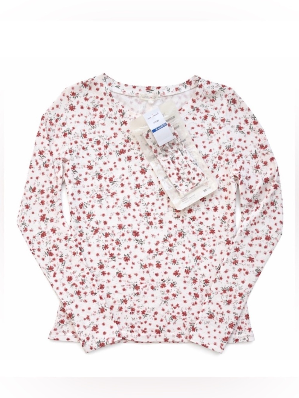 Ultra Flirt Floral Long Sleeve Top with Matching Face Mask | Size XL